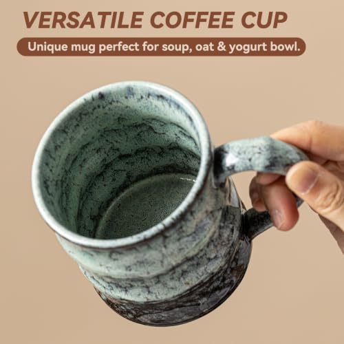 Misty Moss Ceramic Mug, 15oz Reactive Glaze Mug, Self Care Gift for Her - color: 15oz - Misty Moss · BREATHE
