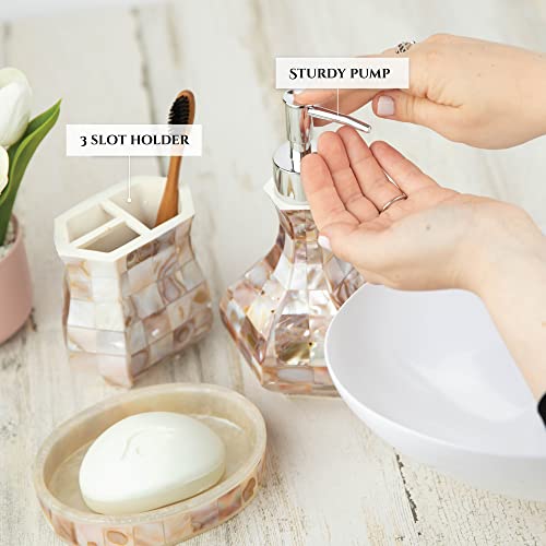Milano Mother of Pearl 4 Piece Resin Bathroom Accessories Set - style: 4 Pc. Bathroom Accessory Set