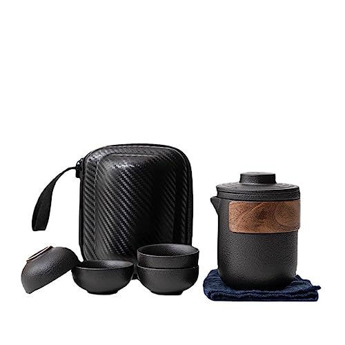 TBACW Travel Gongfu Tea Set with 4 Cups, Classic 1 Pot - color: Classic 1 Pot 4 Cups