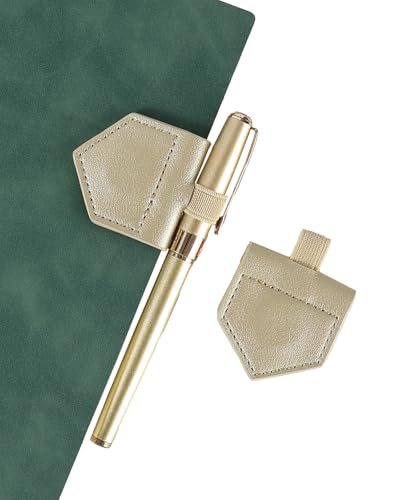 Magnetic Leather Bookmarks with Pen Holder Vegan Leather Book Marks Gifts for Reading Book Lovers Notebook Travelers (Champagne-2PC) - color: Champagne-2pc