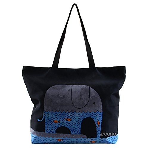 Beach Tote Bags Travel Shopping Bag With Zippered for Women - color: Elephant
