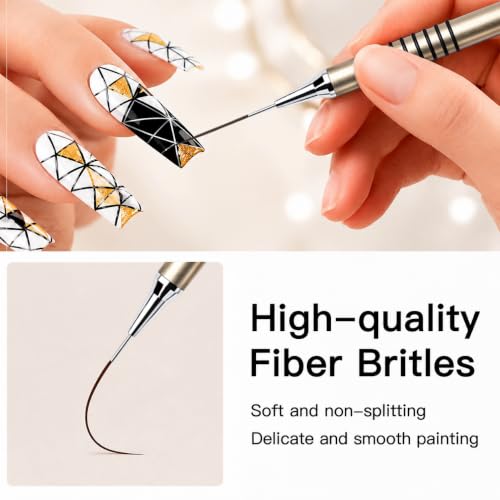 Komall Metallic Nail Art Brushes, 6Pcs Non-slip Liner Brushes Set, Gold - color: Gold