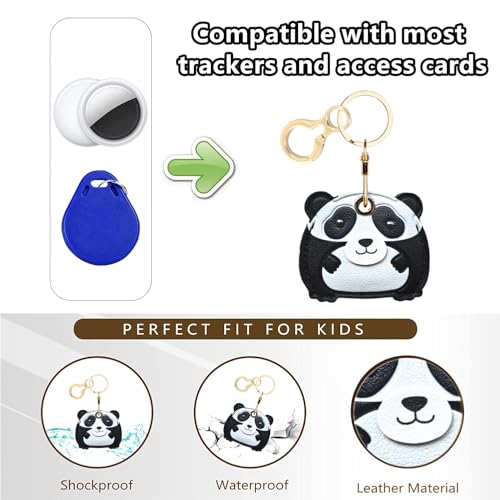 BORKUANA PU Leather Keychain Holder Protective Case Compatible with AirTag - color: Panda