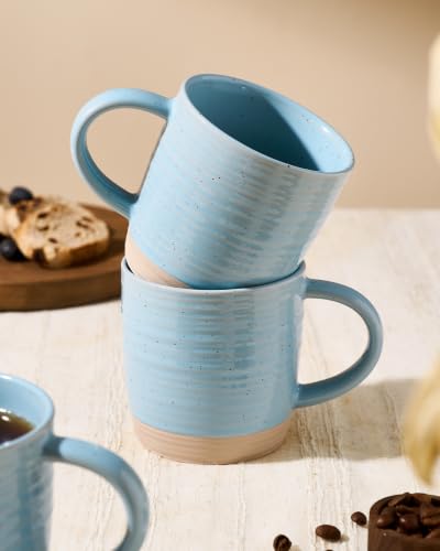 famiware Coffee Mugs Set of 4, 13 oz Mug Set, Ceramic Cup Set with Handle - color: Constellation- Ice Blue, size: 4 Count (Pack of 1)
