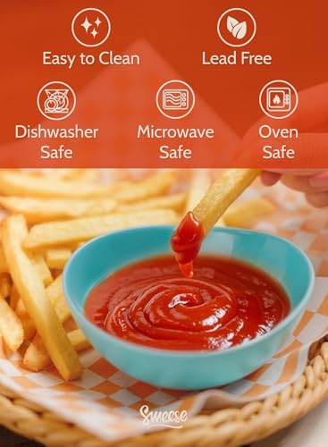 Sweese 4 oz Very Small Porcelain Bowls - Set of 6 Sauce, Salsa, Dipping, Ceramic Bowls for Condiments & Charcuterie - Rainbow Colored - color: Rainbow, style: X-Small (4 oz)