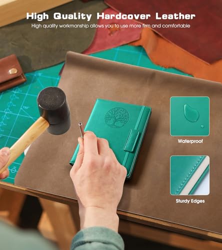 Biuwory A6 Leather Pocket Notebook, 140 Lined Pages Hardcover Small Journal - color: Blue, size: Lined-140 Pages (3.7"×5.7")