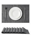 Leetaltree Black and Grey Woven Placemats Set of 8 - Heat Resistant Non-Slip Place mats for Dining Table, Washable Durable PVC Vinyl Woven Table Mats(Black & Grey, 8) - color: C0- Black and Grey, size: Set of 8