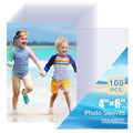 4x6 Photo Sleeves (100 Pack) – Top Loading Sheet Protectors, Archival Safe & Waterproof Plastic Photocard Sleeve, Soft Clear Sleeves for Photos, Postcards, Recipe Cards - color: 4x6"