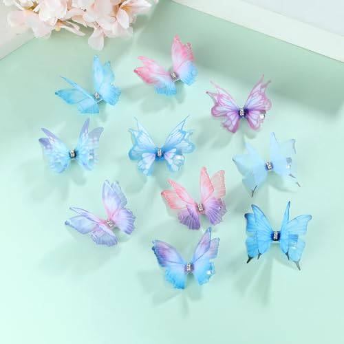 20Pcs Moving Glitter Hair Clips, Fairy Hair Accessories for Women and Teens, Colorful 90s Clips (Blue) - color: Blue