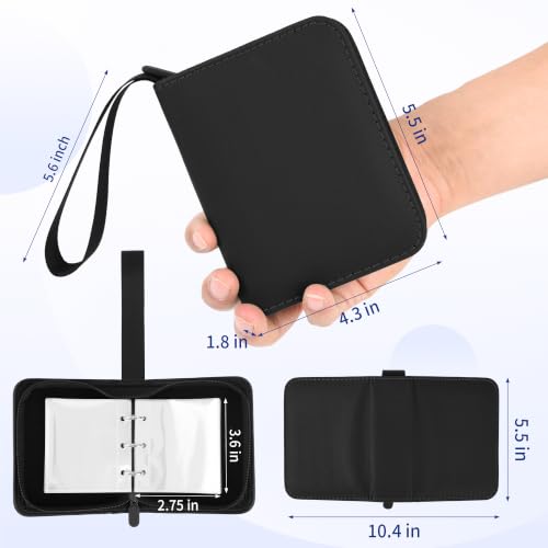 1 Pocket Card Binder with Zipper, 100 Pockets Mini Trading Card Album, Premium PU Leather Single Card Binder, Small Display Folder for TCG & Sports Cards-Black - color: Dark Black
