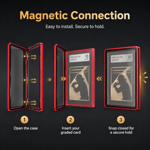 PSA Slab Case, Magnetic 9-Point Lock Display Protector, Red - color: Red