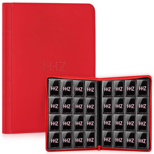 HHZ 16-Pocket Trading Card Binder, 832 Slots, Side Loading, Ringless -Red - color: Red