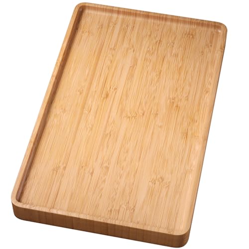 VERTORGAN Bamboo Serving Tray,15.8x9.8 Inch Trays,Home Decor(Natural) - color: Natural, size: 15.7" x 9.8" x 0.8"