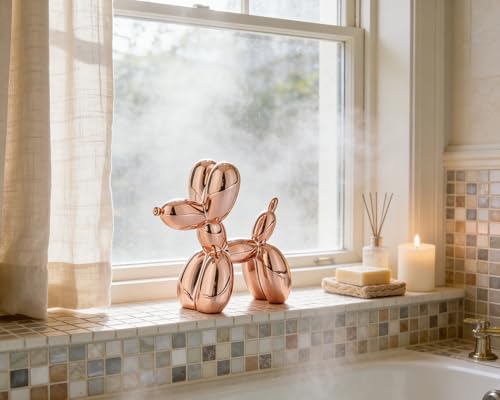 4 Inch Shiny Rosegold Balloon Dog Sculpture - color: Shiny Rose Gold