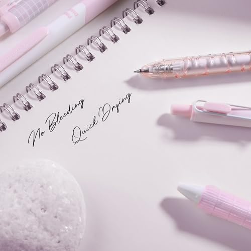 10PCs Pastel Gel Ink Pen Set,Retractable Black Ink Pens 0.5mm Fine Point - color: Pink