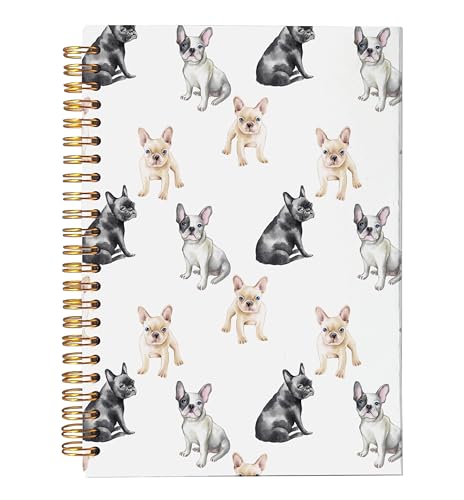 VNWEK French Bulldog Dog Spiral Notebook Journal 5.5x8.3 Inch, French Bulldog Lover Gifts Journal, Frenchie Dog Mom Dad Gifts Lined Hardcover Spiral Notebook - color: Dog notebook-4