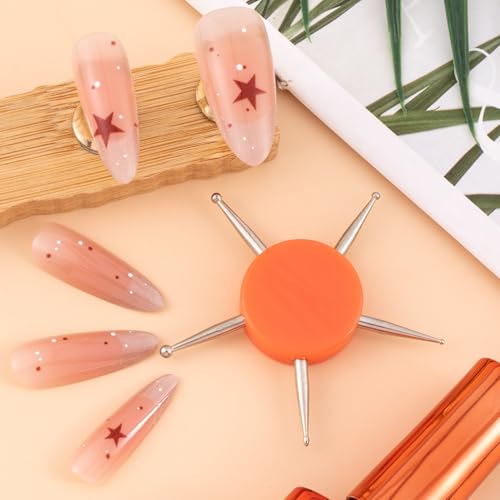 Nail Dotting Tool, 5-in-1 Metal Dotting Tool Nail Art, Orange - color: Orange, 1pcs, 5-in-1