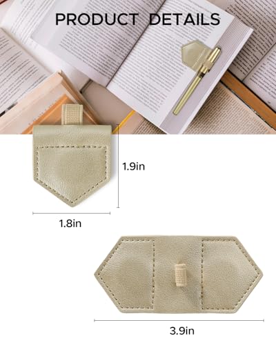 Magnetic Leather Bookmarks with Pen Holder Vegan Leather Book Marks Gifts for Reading Book Lovers Notebook Travelers (Champagne-2PC) - color: Champagne-2pc