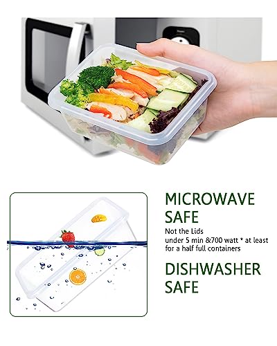 FOOYOO 32 Piece Food Storage Container with Lids (16 Containers + 16 Lids) - Plastic Food Containers with Lid, Airtight Leak Proof Snap Lock, BPA Free Storage Containers - color: Transparent - 32 Pcs