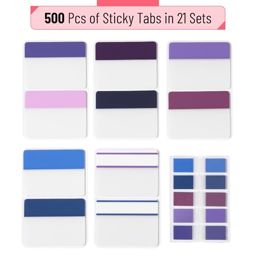 Mr. Pen- Sticky Index Tabs, 500 Pcs, 21 Sets, Colorful - color: Space