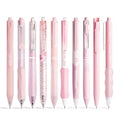 10PCs Pastel Gel Ink Pen Set,Retractable Black Ink Pens 0.5mm Fine Point - color: Pink
