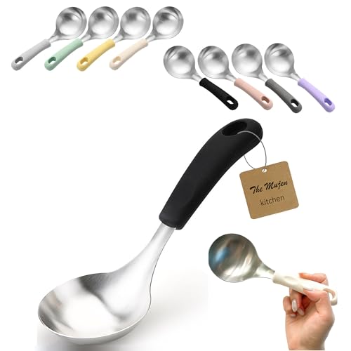 Korean Serving Spoon Stainless Steel Ladle 먹방 스푼 미니 국자 - color: Black