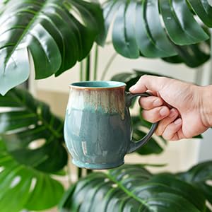 Bosmarlin Extra Large Ceramic Coffee Mug, 24 Oz, Dishwasher and Microwave Safe, Big Oversized Tea Cup, Reactive Glaze (Peacock Blue) - color: Peacock Blue