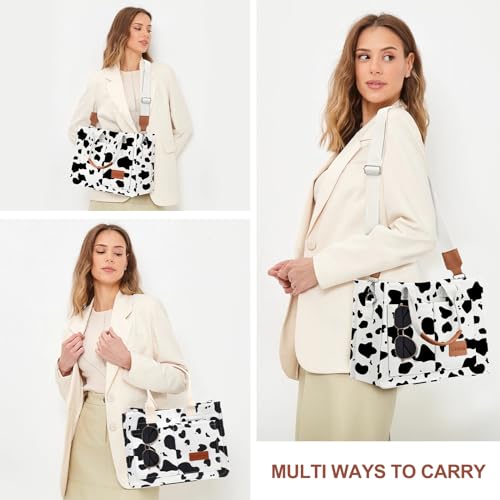 LHMTQVK Canvas Tote Bag for Women, Work & Bible Study Handbag - color: Cow