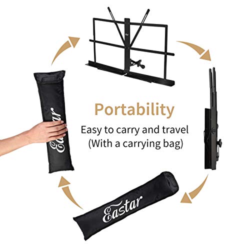 Eastar ESMF-3 Tabletop Music Stand for Sheet Music (Black)