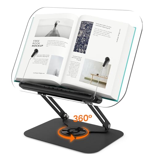 BYMECOST Acrylic Book Stand for Reading, Adjustable Book Holder,Black - color: Black, size: 13.4"