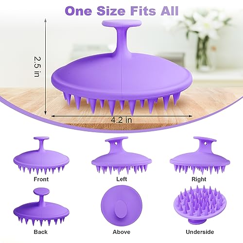 Meartchy Silicone Scalp Massager Shampoo Brush, Scalp Scrubber for Hair Growth (Purple) - color: Purple