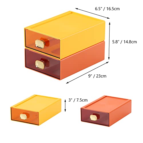 Desktop Storage Drawers, Stackable Countertop Organizer with Drawers - color: 2 Middle Drawers, OG & YE