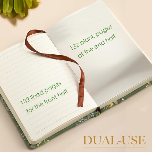 Embroidered Pocket Notebook for Women, A6 Mini Cloth Journal, Hardcover, 264 Pages, 4x6 Small Lined Notebook & Sketchbook, Beautiful Diary, Little Notepad, Apricot Yellow. - color: A6-Dandelion Apricot