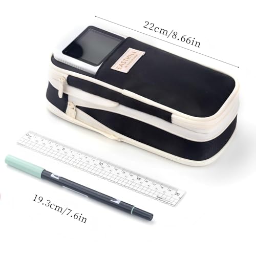 EASTHILL Big Capacity Pencil Case Large Pencil Pouch Stationery Pen Bag for Teen Girls-Black - color: Black