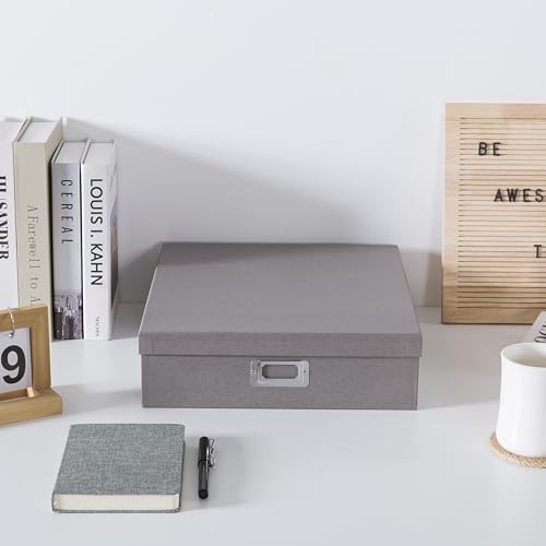 Soul & Lane - Gray Photo Scrapbook Storage Box with Lid, 14.8x13x3.7 In - color: Gray