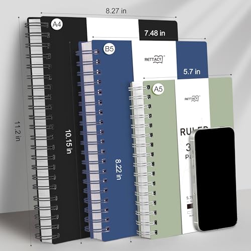 RETTACY Spiral College Ruled Notebook, 300 Pages, A5 Size (5.7" x 8.2") - color: Light Green, size: 5.7" x 8.2"