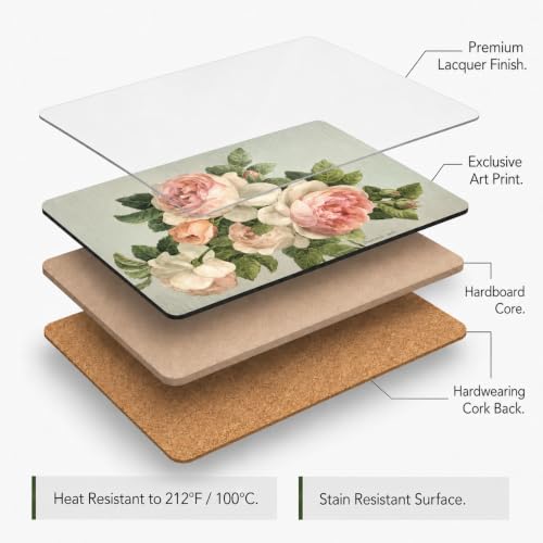 Pimpernel Antique Roses Placemats - Beige, Set of 4 - size: 15.7" x 11.7" Rectangular, style: Antique Roses