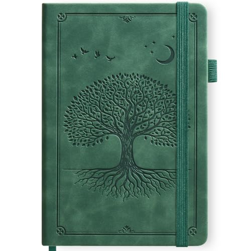Lined Journal Notebook Hardcover Leather Bound 300 Pages A5 Green Diary - color: Dark Green, size: A5 300 Pages
