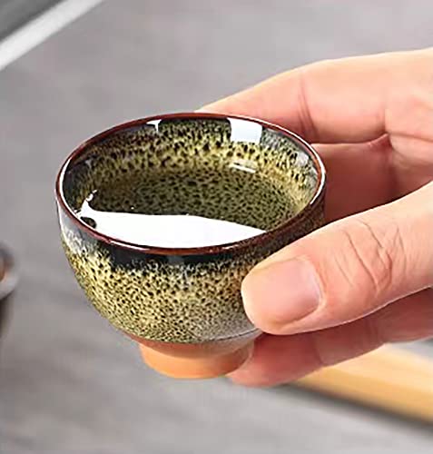 Chinese Ceramic Kung Fu Tea Set of 6, Japanese Tea Cup, Sake Cup, Ceramic Tea Set (Dark Yellow) - color: Dark Yellow