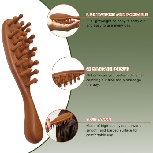 Wooden Scalp Massage Comb - Sandalwood Head Massager Tool, Gua Sha Brush for Women Men Hair Growth - size: long comb