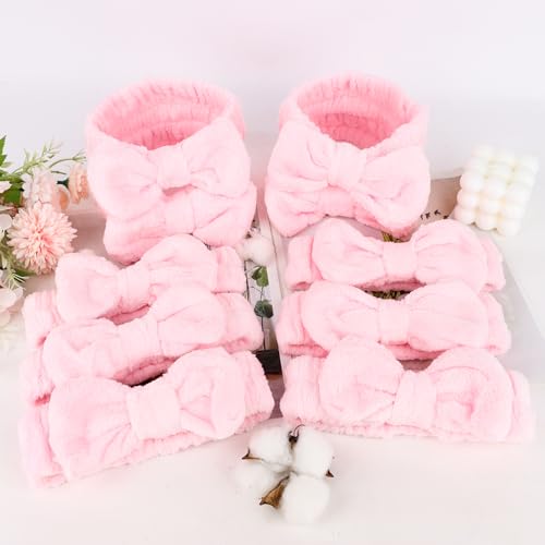 10 Pack Pink Valentine Soft Spa Headbands Bulk for Women Girls - color: Pink