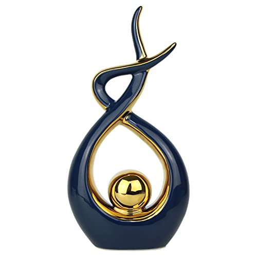 Norrclp Home Decor Modern Abstract Art Ceramic Statue Table Decor (Large) - color: Blue and Gold, size: Large