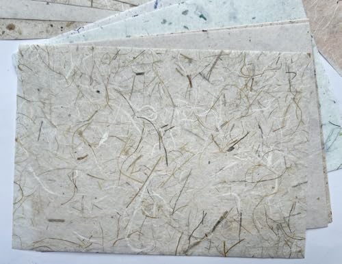 A5 50 Sheets Natural Banana bark,leavse etc., Mulberry Paper Sheets Art Tissue Washi Paper Design Craft Art Origami Suppliers Card Making 8.3" x 5.8". (Mixed Leaves,Banana Bark, etc, A5) - color: Mixed Leaves,Banana Bark, etc, size: A5