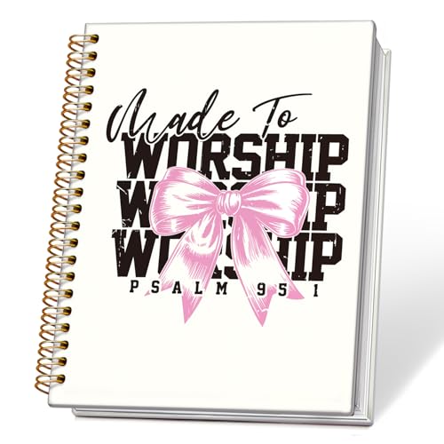 Vintage Coquette Bow Christian Notebook, Psalm 95:1 Bible Journaling, Religious Prayer Journal for Woman, Church Notes Notebook, Scripture Hardcover Spiral Notebooks 5.5x8.3 Inch - color: 05-Bible(07)