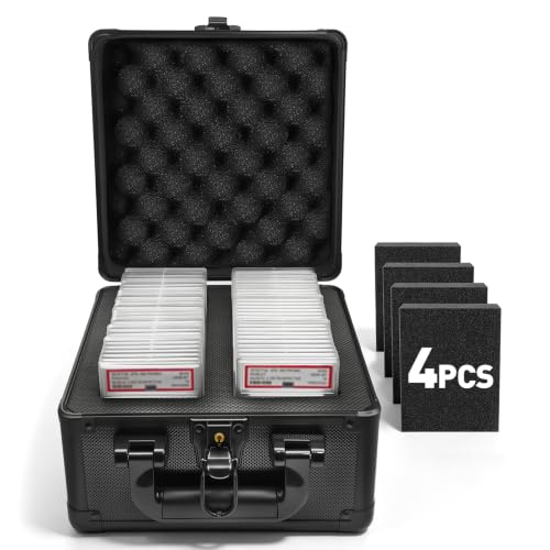 Graded Card Case, Sturdy Solid Protection Slab Box with 4 Foam Stoppers Holds 60+ PSA, Fits PSA, CSG, BGS, TopLoader and Magnetic Holder, Slab Case for Sports Baseball Trading Graded Card Storage Box - size: Graded Card Case