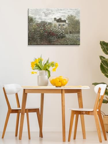 Huabsad Vintage Landscape Monet Flower Oil Painting Canvas Wall Art Antique Cottage Outdoor Garden Roses Lover Wall Decor Rustic Farmhouse Bedroom Aesthetic Prints 12x16in Wrapped Canvas - color: Oil painting02, size: 12x16in Wood Framed
