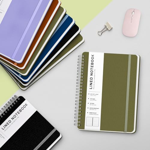 Lined Spiral Notebook for Women, A5 College Ruled Leather Spiral Journals - color: Green, size: A5
