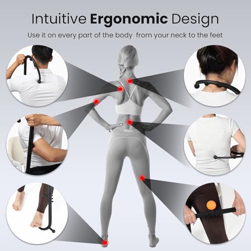 LiBa Trigger Point Massage Tool 11-Node, Collapsible S/C Curve - color: Detachable Black (1 Pack)