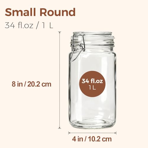 ComSaf Glass Pantry Jars with Airtight Lids 34 oz 3 Pack Coffee Canisters - size: 34 fl oz x 3