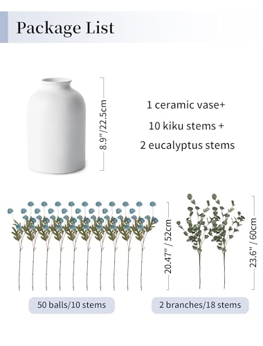 BLOSMON Dusty Blue Flowers, Fake Mums Centerpieces Table Decorations - color: Dusty Blue